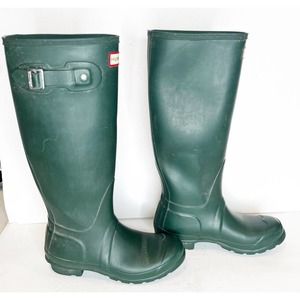 HUNTER VTG Wellington Rain Boots Made in SCOTLAND Green Size 6 Womens